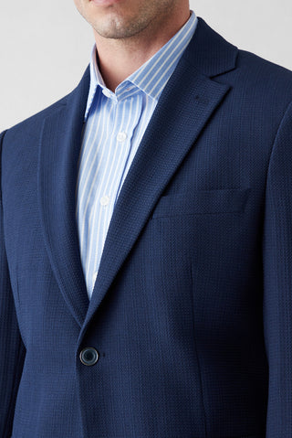  Orta Lacivert 4 Drop Relaxed Fit Rahat Kesim Mono Yaka Desenli Blazer Ceket