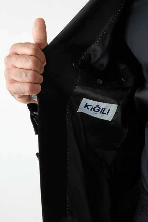 Siyah 6 Drop Regular Fit Standart Kesim Mono Yaka Blazer Ceket