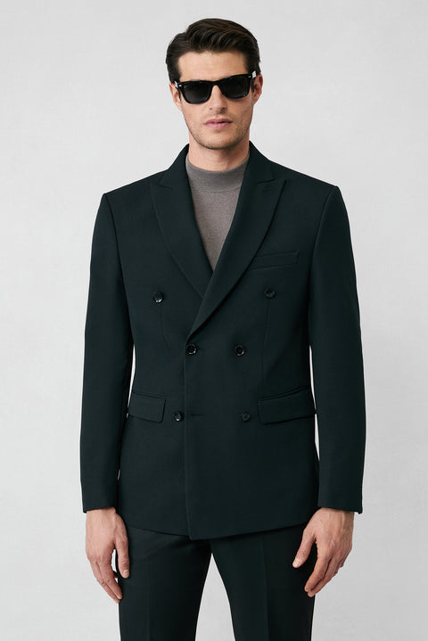 Black 7 Drop Slim Fit Narrow Cut Seasonal Double-Breasted Jacket