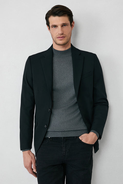 Black 6 Drop Regular Fit Standard Cut Seasonal Classic Jacket