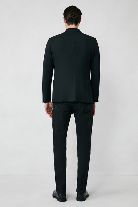 Black 6 Drop Regular Fit Standard Cut Seasonal Classic Jacket