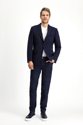  Koyu Lacivert 7 Drop Slim Fit Dar Kesim Mevsimlik Klasik Ceket