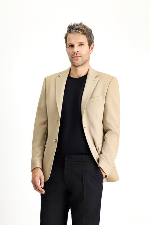 Light Beige 6 Drop Regular Fit Standard Cut Seasonal Classic Jacket