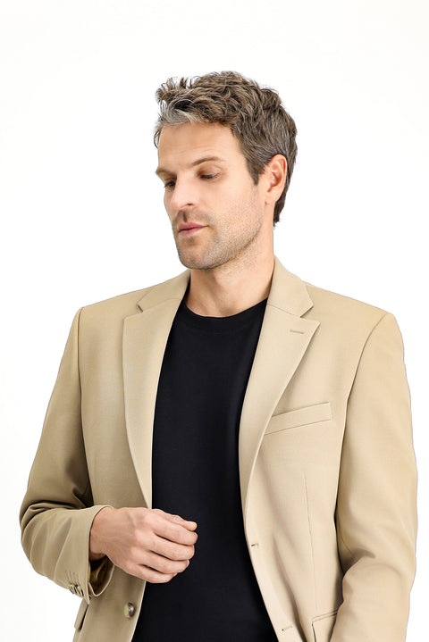 Light Beige 6 Drop Regular Fit Standard Cut Seasonal Classic Jacket