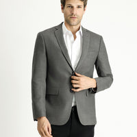 Dark Gray 7 Drop Super Slim Fit Extra Narrow Cut Patterned Blazer Jacket