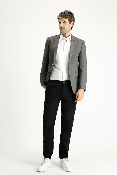 Dark Gray 7 Drop Super Slim Fit Extra Narrow Cut Patterned Blazer Jacket