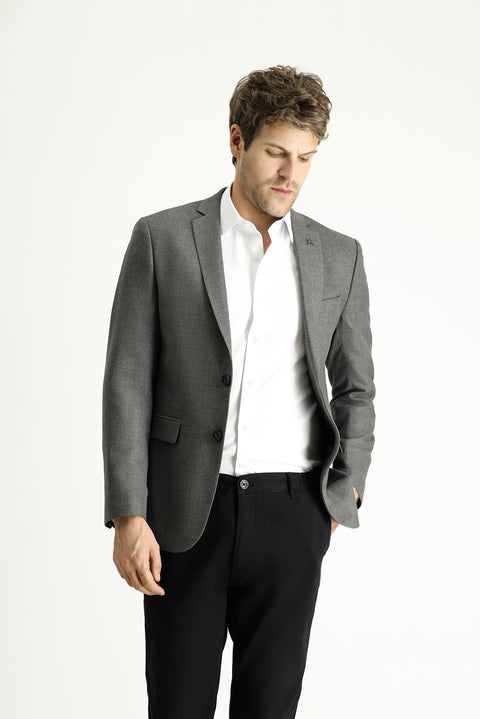 Dark Gray 7 Drop Super Slim Fit Extra Narrow Cut Patterned Blazer Jacket