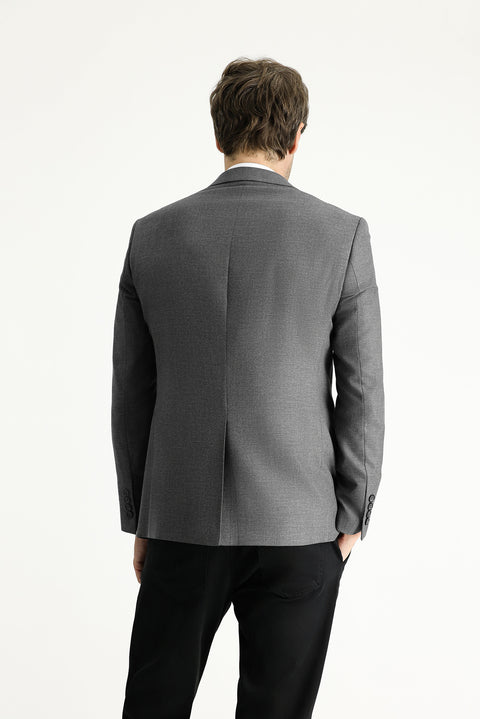 Dark Gray 7 Drop Super Slim Fit Extra Narrow Cut Patterned Blazer Jacket
