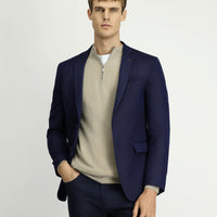 Dark Navy 7 Drop Super Slim Fit Extra Narrow Cut Patterned Blazer Jacket