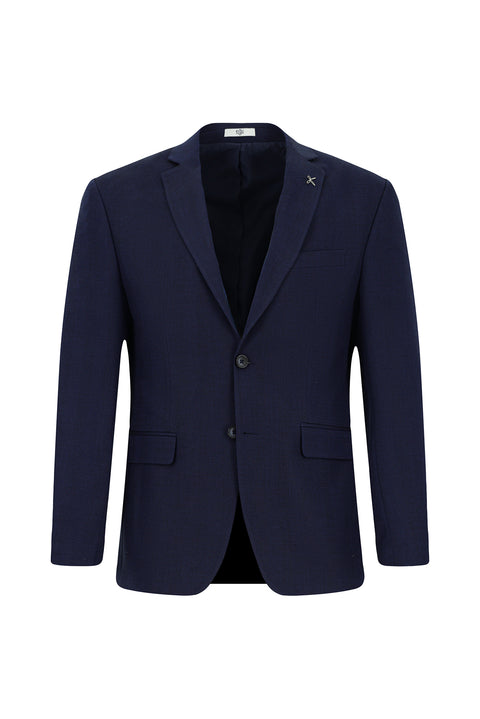 Dark Navy 7 Drop Super Slim Fit Extra Narrow Cut Patterned Blazer Jacket