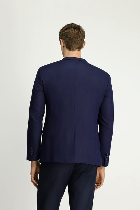 Dark Navy 7 Drop Super Slim Fit Extra Narrow Cut Patterned Blazer Jacket