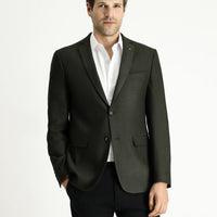 Dark Khaki 7 Drop Super Slim Fit Extra Narrow Cut Patterned Blazer Jacket