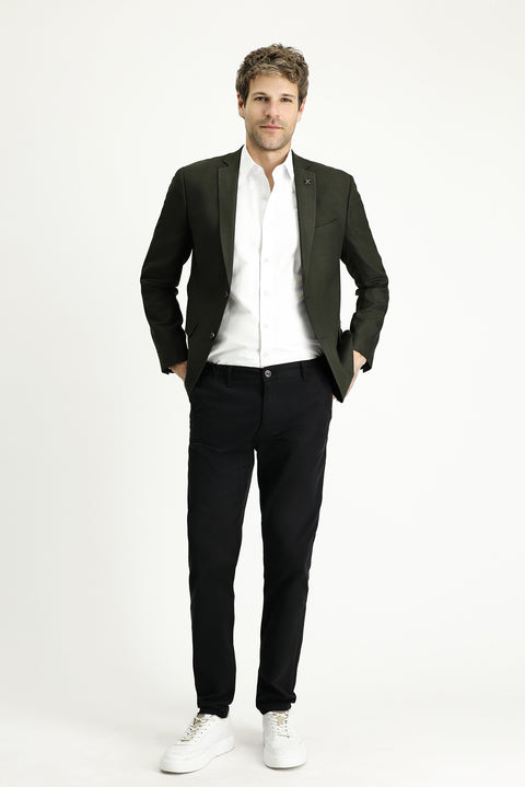 Dark Khaki 7 Drop Super Slim Fit Extra Narrow Cut Patterned Blazer Jacket