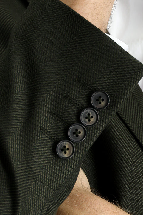 Dark Khaki 7 Drop Super Slim Fit Extra Narrow Cut Patterned Blazer Jacket
