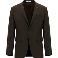Medium Brown 7 Drop Super Slim Fit Extra Narrow Cut Patterned Blazer Jacket