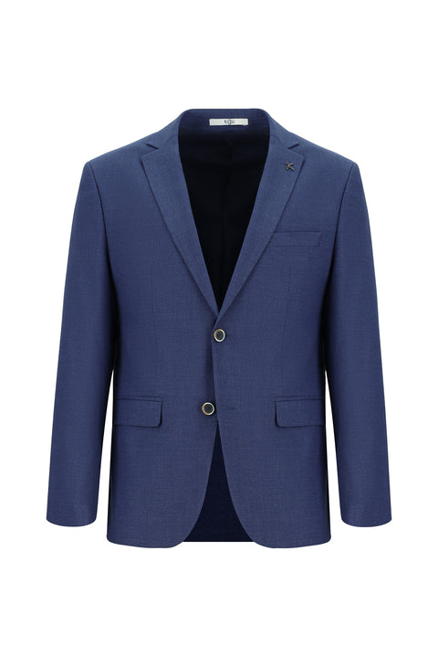 Koyu Mavi  7 Drop Super Slim Fit Eksra Dar Kesim Desenli Blazer Ceket