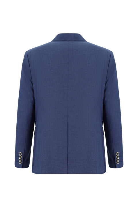 Koyu Mavi  7 Drop Super Slim Fit Eksra Dar Kesim Desenli Blazer Ceket