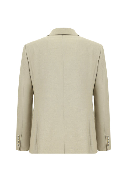 Orta Bej 7 Drop Super Slim Fit Eksra Dar Kesim Desenli Blazer Ceket