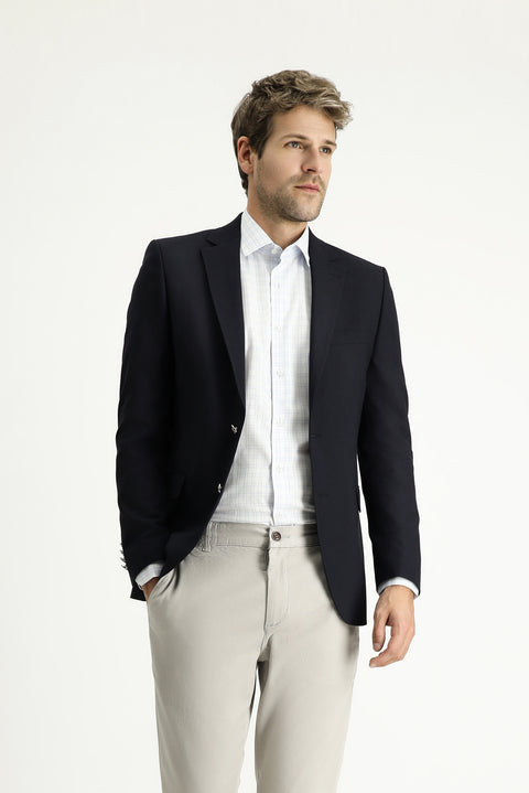 Koyu Lacivert 6 Drop Regular Fit Standart Kesim Yünlü Blazer Ceket