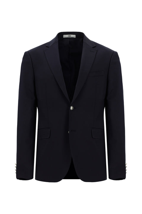 Dark Navy 6 Drop Regular Fit Standard Cut Wool Lycra Stretchy Seasonal Blazer Jacket
