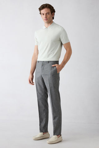  Koyu Füme 6 Drop Regular Fit Standart Kesim Keten Karışımlı Klasik Kumaş Pantolon