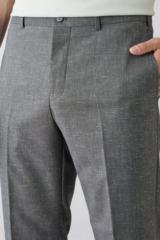  Koyu Füme 6 Drop Regular Fit Standart Kesim Keten Karışımlı Klasik Kumaş Pantolon