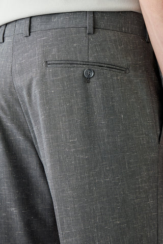  Koyu Füme 6 Drop Regular Fit Standart Kesim Keten Karışımlı Klasik Kumaş Pantolon