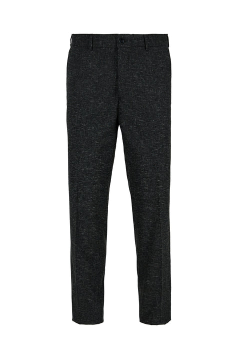 Koyu Antrasit 6 Drop Regular Fit Standart Kesim Keten Karışımlı Klasik Kumaş Pantolon