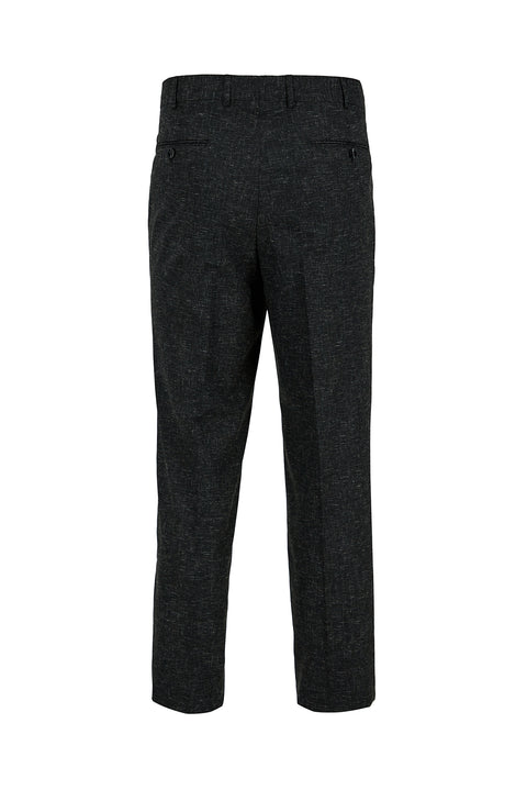 Koyu Antrasit 4 Drop Relaxed Fit Rahat Kesim Keten Karışımlı Klasik Kumaş Pantolon