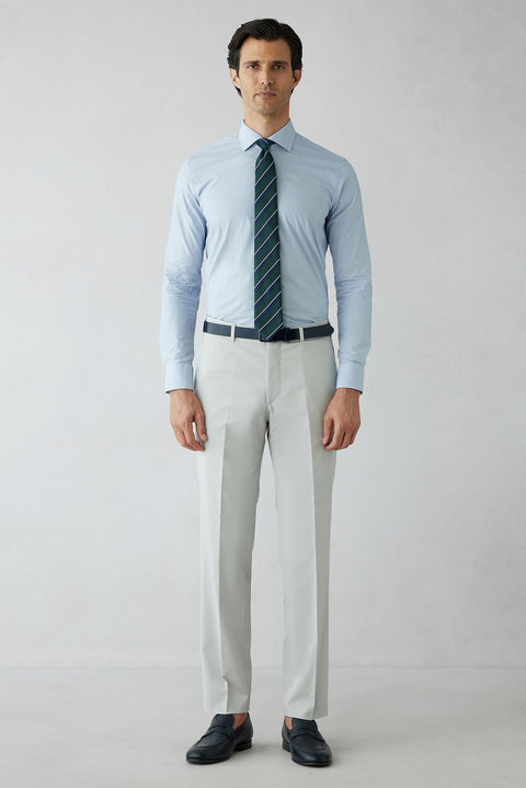 Light Grey 7 Drop Slim Fit Classic Fabric Trousers