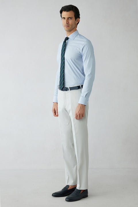Açık Gri 6 Drop Regular Fit Standart Kesim Klasik Kumaş Pantolon