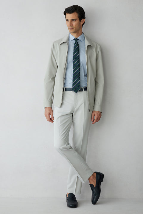 Açık Gri 4 Drop Relaxed Fit Rahat Kesim Klasik Kumaş Pantolon