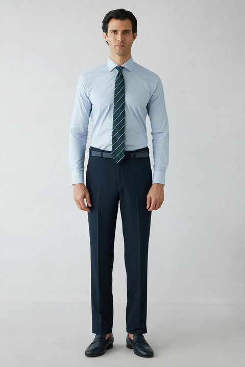 Medium Navy 7 Drop Slim Fit Classic Fabric Trousers