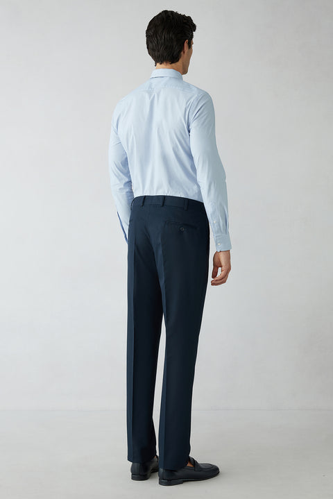 Orta Lacivert 6 Drop Regular Fit Standart Kesim Klasik Kumaş Pantolon