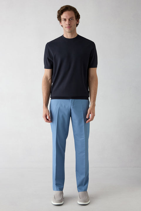 Blue 6 Drop Regular Fit Standard Cut Classic Fabric Trousers