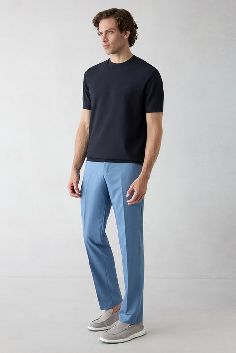Blue 6 Drop Regular Fit Standard Cut Classic Fabric Trousers