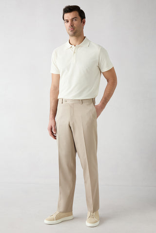  Açık Bej 8 Drop Long Slim Fit Uzun Dar Kesim Klasik Kumaş Pantolon