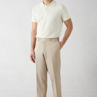 Light Beige 4-Drop Relaxed Fit Classic Fabric Trousers