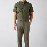 Medium Khaki 6-Drop Regular Fit Classic Fabric Trousers