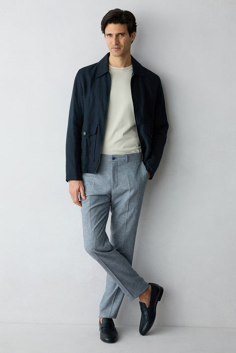 Light Navy Blue 4 Drop Relaxed Fit Classic Trousers