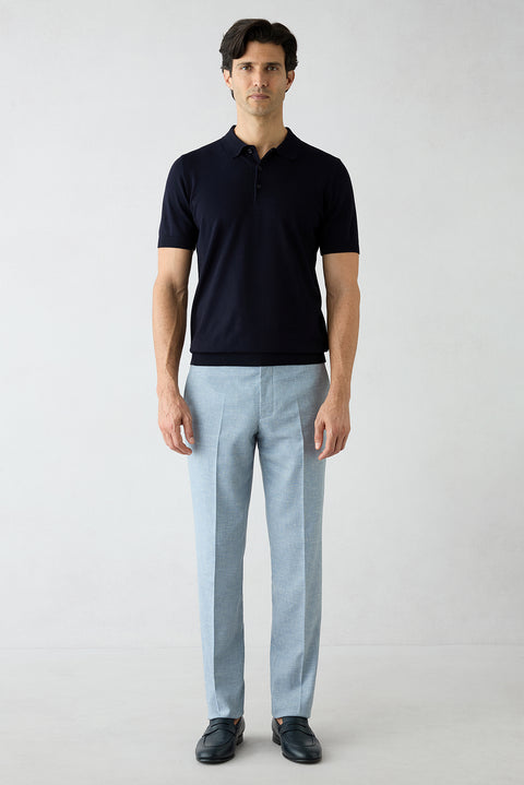 Light Blue 4 Drop Relaxed Fit Classic Trousers