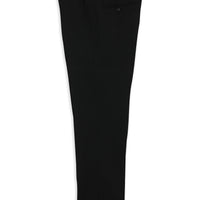 Black 4-Drop Relaxed Fit Classic Pants with Buckle, Wool and Flannel