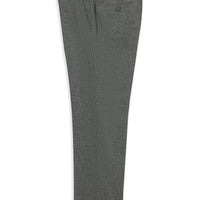 Medium Gray 4-Drop Relaxed Fit Classic Wool Flannel Trousers with Buckle