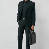 Siyah 7 Drop Super Slim Fit Eksra Dar Kesim Klasik Kumaş Pantolon