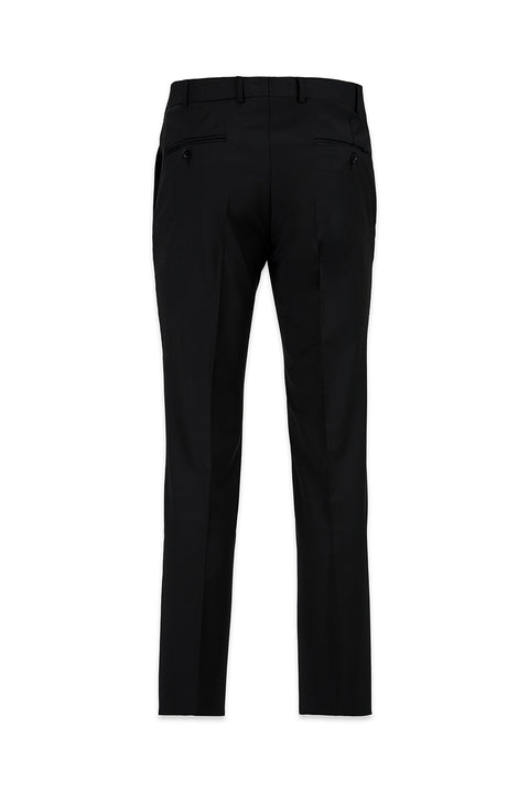 Siyah 7 Drop Slim Fit Dar Kesim Yünlü Klasik Kumaş Pantolon