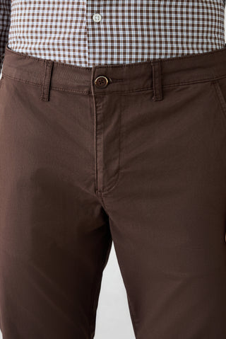  Orta Kahve Relaxed Fit Rahat Kesim Yandan Cep Kanvas / Chino Pantolon