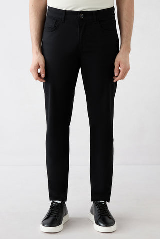  Siyah Slim Fit Dar Kesim Likralı 5 Cep Kanvas / Chino Pantolon