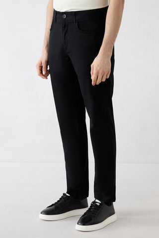  Siyah Regular Fit Standart Kesim Likralı 5 Cep Kanvas / Chino Pantolon