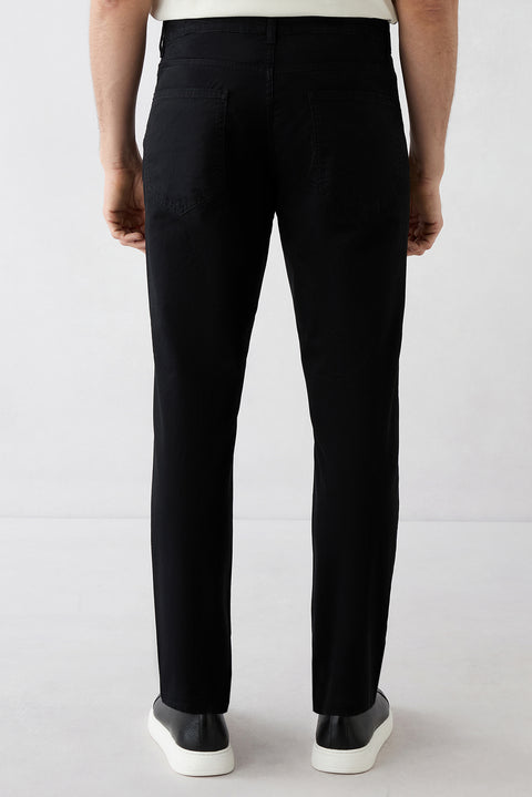 Black Slim Fit Stretch 5-Pocket Canvas / Chino Trousers