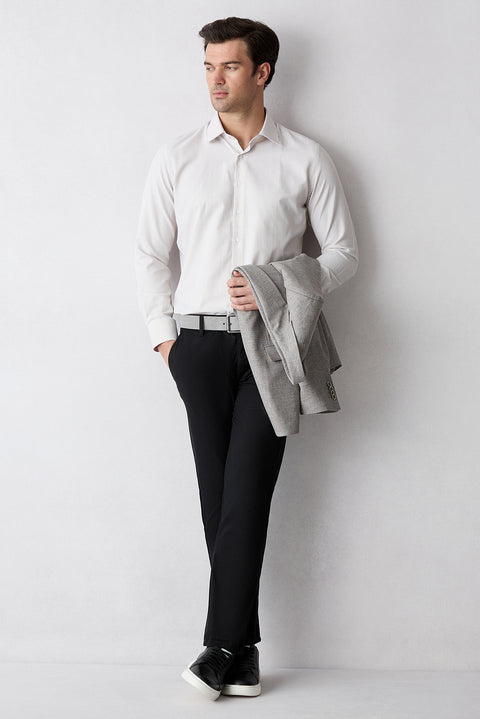 Black Relaxed Fit Canvas / Chino Trousers with Side Pockets